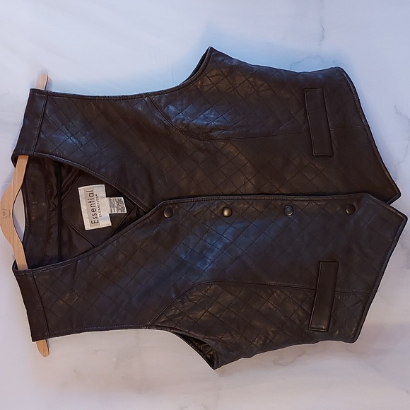 Essential Elements Women's Quilted Brown Leather Vest Fitted Western  L - Picture 1 of 14